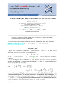 A NEW PROOF OF SOME INEQUALITY CONNECTED WITH QUADRATURES I