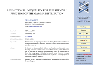 A FUNCTIONAL INEQUALITY FOR THE SURVIVAL FUNCTION OF THE GAMMA DISTRIBUTION JJ II