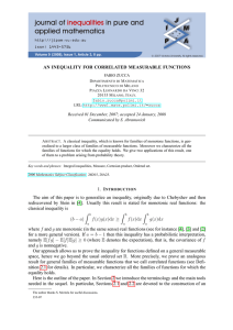 ~ AN INEQUALITY FOR CORRELATED MEASURABLE FUNCTIONS Communicated by S. Abramovich