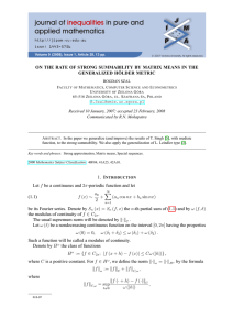 ON THE RATE OF STRONG SUMMABILITY BY MATRIX MEANS IN... GENERALIZED HÖLDER METRIC I