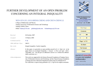 FURTHER DEVELOPMENT OF AN OPEN PROBLEM CONCERNING AN INTEGRAL INEQUALITY