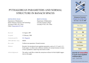 PYTHAGOREAN PARAMETERS AND NORMAL STRUCTURE IN BANACH SPACES HONGWEI JIAO BIJUN PANG