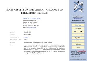 SOME RESULTS ON THE UNITARY ANALOGUE OF THE LEHMER PROBLEM MARTA SKONIECZNA