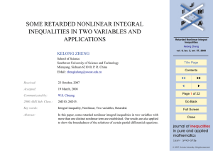 SOME RETARDED NONLINEAR INTEGRAL INEQUALITIES IN TWO VARIABLES AND APPLICATIONS KELONG ZHENG