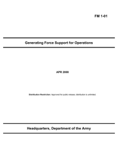 FM 1-01 Generating Force Support for Operations Headquarters, Department of the Army