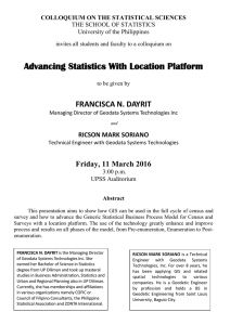 Advancing Statistics With Location Platform FRANCISCA N. DAYRIT  RICSON MARK SORIANO