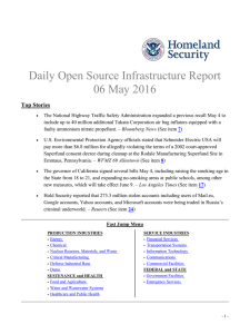 Daily Open Source Infrastructure Report 06 May 2016 Top Stories