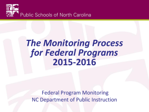 The Monitoring Process for Federal Programs 2015-2016