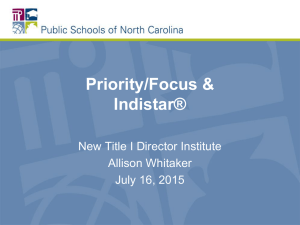 Priority/Focus &amp; Indistar® New Title I Director Institute
