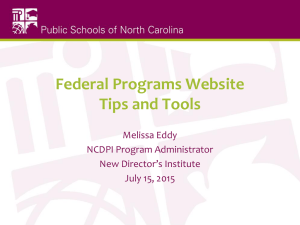 Federal Programs Website Tips and Tools  Melissa Eddy