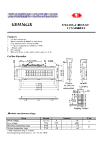 GDM1602K SPECIFICATIONS OF LCD MODULE