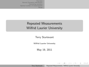 Repeated Measurements Wilfrid Laurier University Terry Sturtevant May 19, 2011