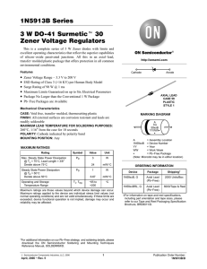 1N5913B Series 3 W DO−41 Surmetict 30 Zener Voltage Regulators