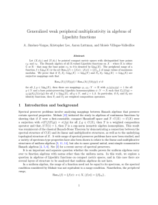 Generalized weak peripheral multiplicativity in algebras of Lipschitz functions A. Jim´