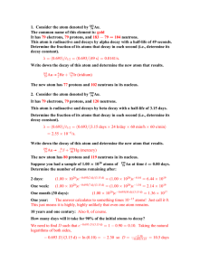 1.  Consider the atom denoted by  Au Þ