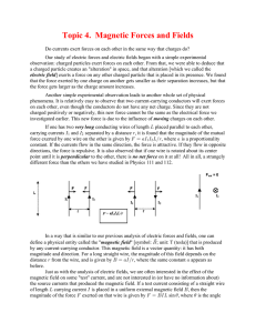 Topic 4.  Magnetic Forces and Fields