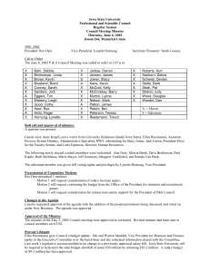 Iowa State University Professional and Scientific Council Regular Session Council Meeting Minutes