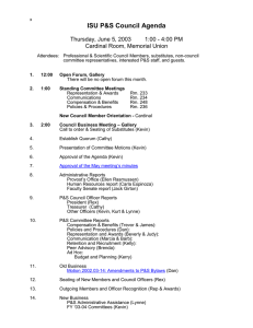 ISU P&amp;S Council Agenda Thursday, June 5, 2003 1:00 - 4:00 PM