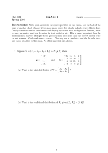 Stat 501 Name Spring 2005 EXAM 1