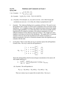 ( ) Solutions and Comments on Exam 1