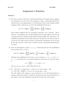 Assignment 2 Solutions Stat 557 Fall 2000 Problem 1