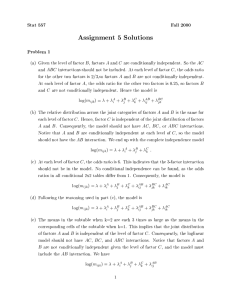 Assignment 5 Solutions Stat 557 Fall 2000 Problem 1