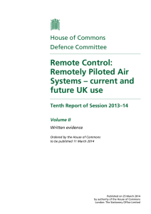 Remote Control: Remotely Piloted Air Systems – current and future UK use