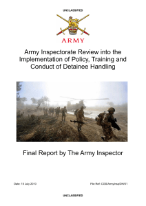 Army Inspectorate Review into the Implementation of Policy, Training and