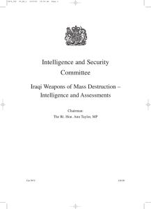 Intelligence and Security Committee Iraqi Weapons of Mass Destruction – Intelligence and Assessments