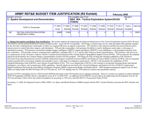 ARMY RDT&amp;E BUDGET ITEM JUSTIFICATION (R2 Exhibit)