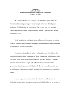 Testimony Jeffrey H. Smith House Permanent Select Committee on Intelligence October 30, 2003