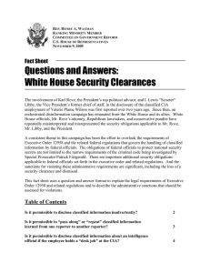 Questions and Answers: White House Security Clearances Fact Sheet