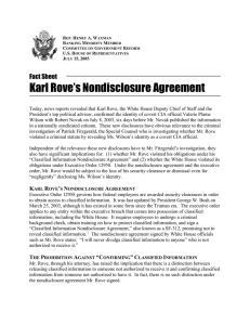 Karl Rove’s Nondisclosure Agreement Fact Sheet