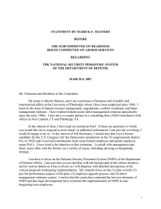 STATEMENT BY MARICK F. MASTERS BEFORE THE SUBCOMMITTEE ON READINESS