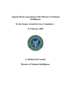 Annual Threat Assessment of the Director of National Intelligence