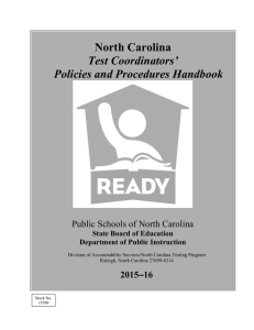 North Carolina Test Coordinators’ Policies and Procedures Handbook
