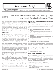 Assessment Brief Public Schools of North Carolina