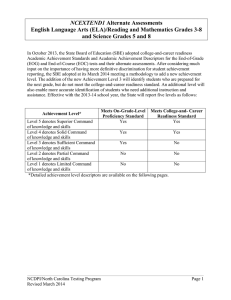 NCEXTEND1 English Language Arts (ELA)/Reading and Mathematics Grades 3-8