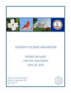 UNIVERSITY OF MARY WASHINGTON  REPORT ON AUDIT FOR THE YEAR ENDED