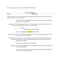 Below is an example of what the Cornell Method would...  Layout of the page