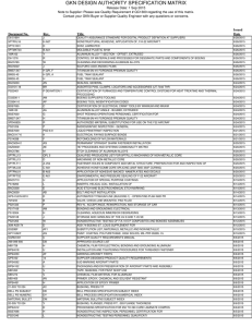 GKN DESIGN AUTHORITY SPECIFICATION MATRIX