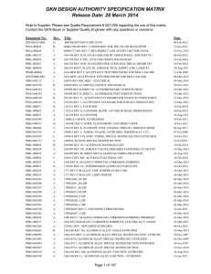 GKN DESIGN AUTHORITY SPECIFICATION MATRIX Release Date: 28 March 2014