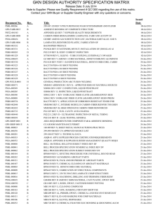 GKN DESIGN AUTHORITY SPECIFICATION MATRIX