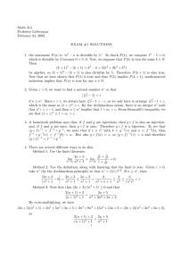 Math 414 Professor Lieberman February 24, 2003 EXAM #1 SOLUTIONS