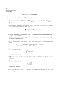 Math 414 Professor Lieberman May 2, 2003 PRACTICE FINAL EXAM