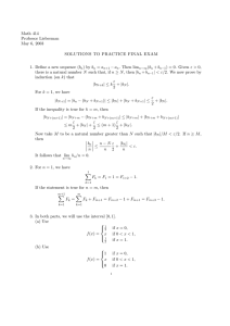 Math 414 Professor Lieberman May 6, 2003 SOLUTIONS TO PRACTICE FINAL EXAM
