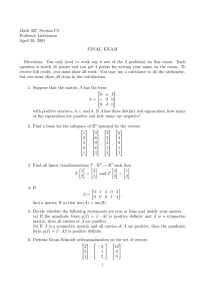 Math 307, Section C2 Professor Lieberman April 30, 2001 FINAL EXAM