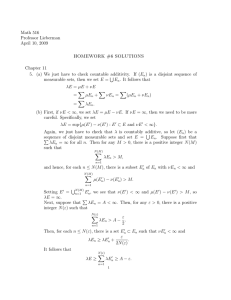 Math 516 Professor Lieberman April 10, 2009 HOMEWORK #6 SOLUTIONS
