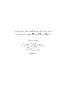 Analysis of Binomial Response Data with Generalized Linear Mixed Effects Models