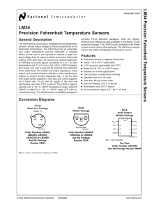 LM34 Precision Fahrenheit Temperature Sensors Precision General Description
